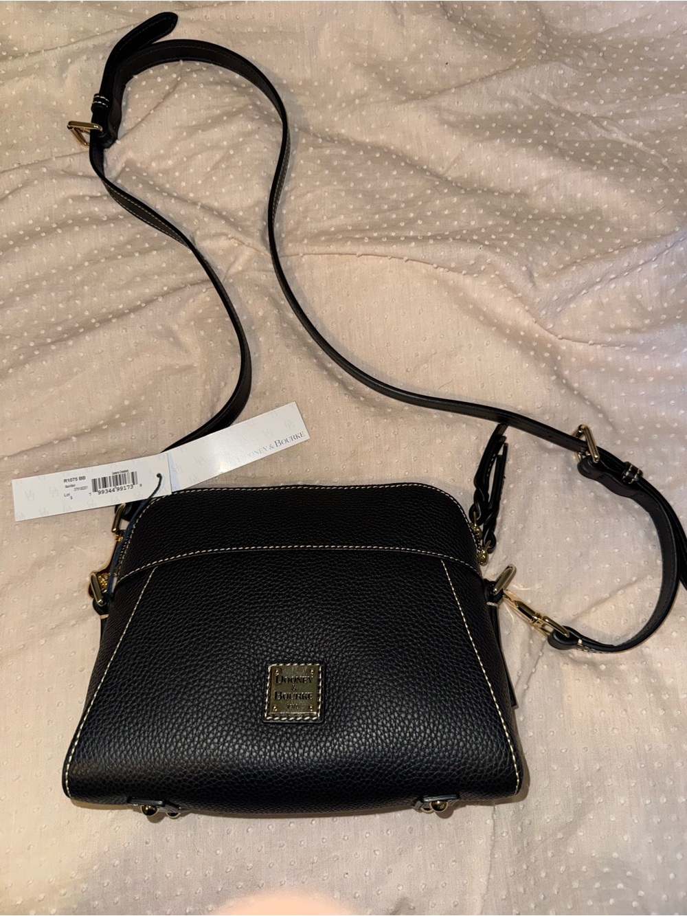 Dooney & Bourke Black Pebbled Leather Crossbody with Gold Hardware